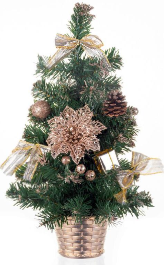 Stromček MagicHome, ozdobený, bronzový, 30 cm