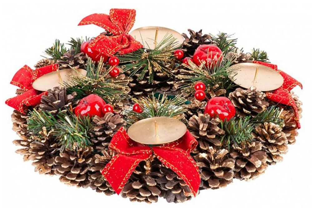 Adventní věnec MagicHome CW1505, průměr 25cm šišky