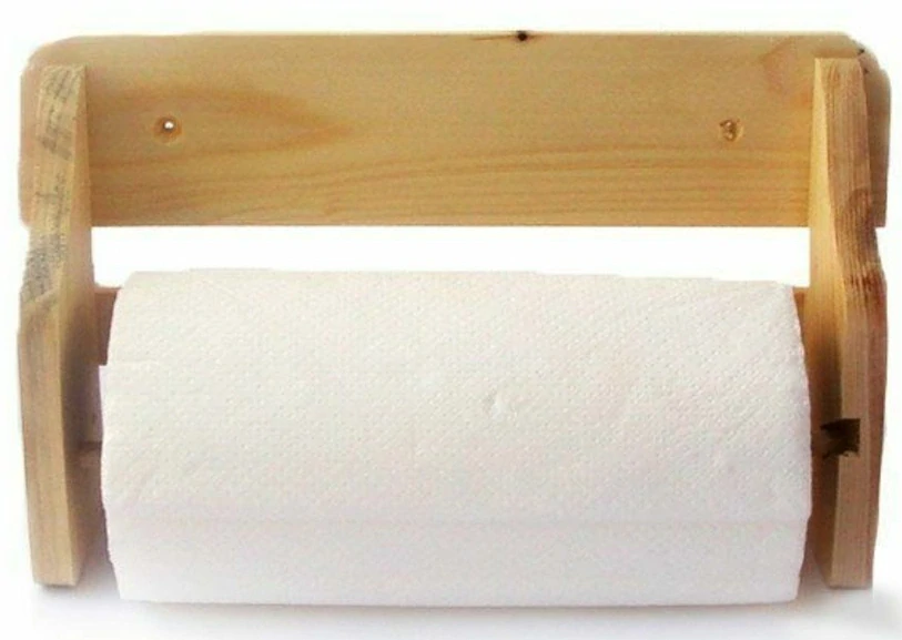 Držiak papierových utierok drevo + uterák WOOD, mix odtieňov
