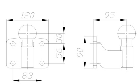 Ťažné zariadenie KOULE typ D/PL01 4xM12 83x56mm