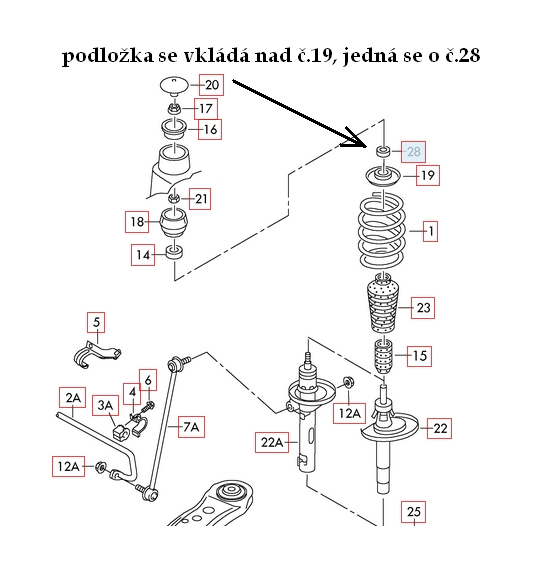 Podložky pod tlumiče Octavia 1 - 25mm PŘEDNÍ (PÁR)