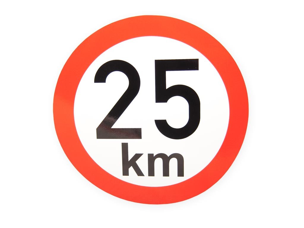 Samolepka rýchlosť 25 km, priemer 200 mm