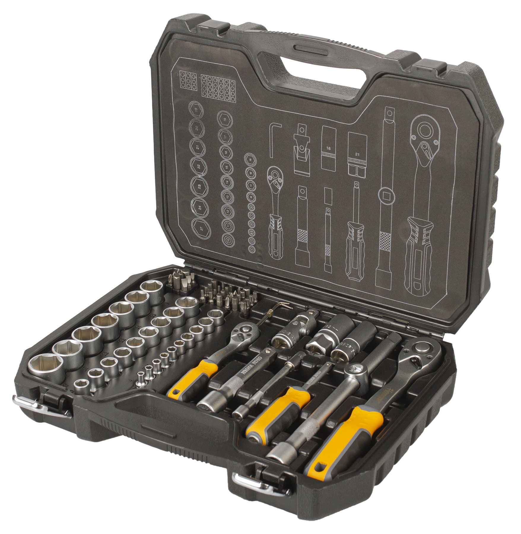 Gola sada 1/4", 1/2", 73 dielov - HT203001