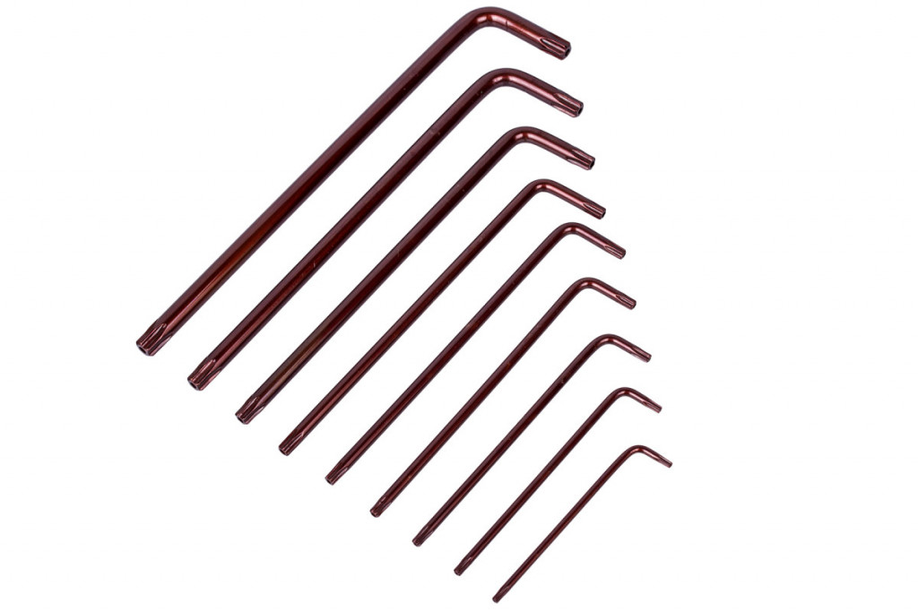 Súprava kľúčov TORX s otvorom 9 ks, extra dlhé - HT260519