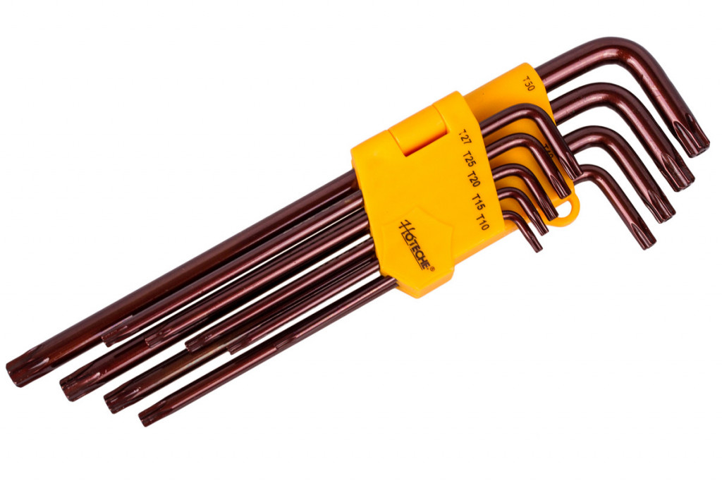 Súprava kľúčov TORX s otvorom 9 ks, extra dlhé - HT260519