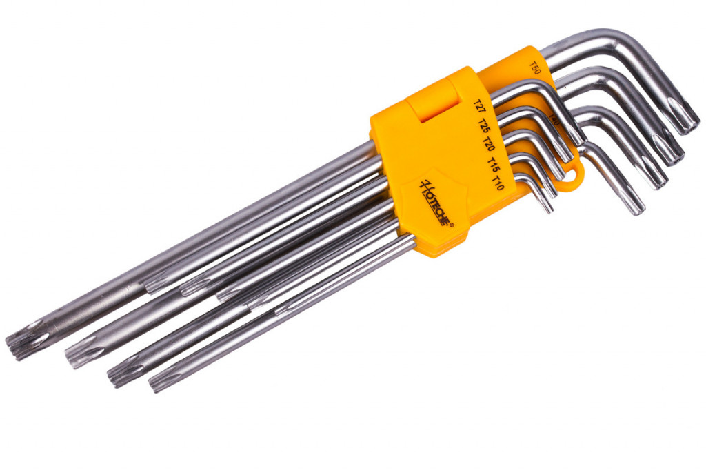 Súprava predĺžených TORX kľúčov s otvorom 9 ks - HT260910