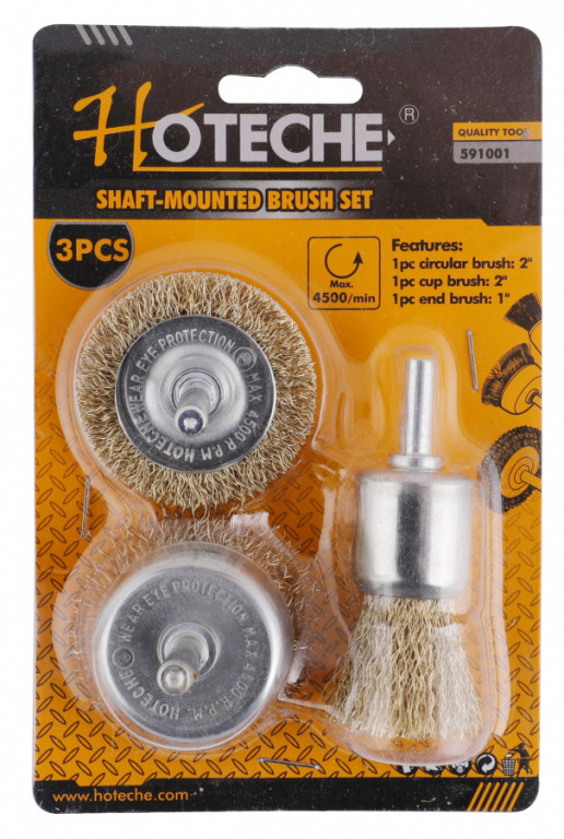 Sada drôtených kief s nástavcom do vŕtačky, 3 ks - HT591001