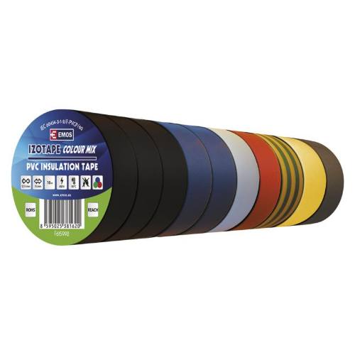 Páska elektroizolačná, 19 mm x 20 m, 10 ks, mix