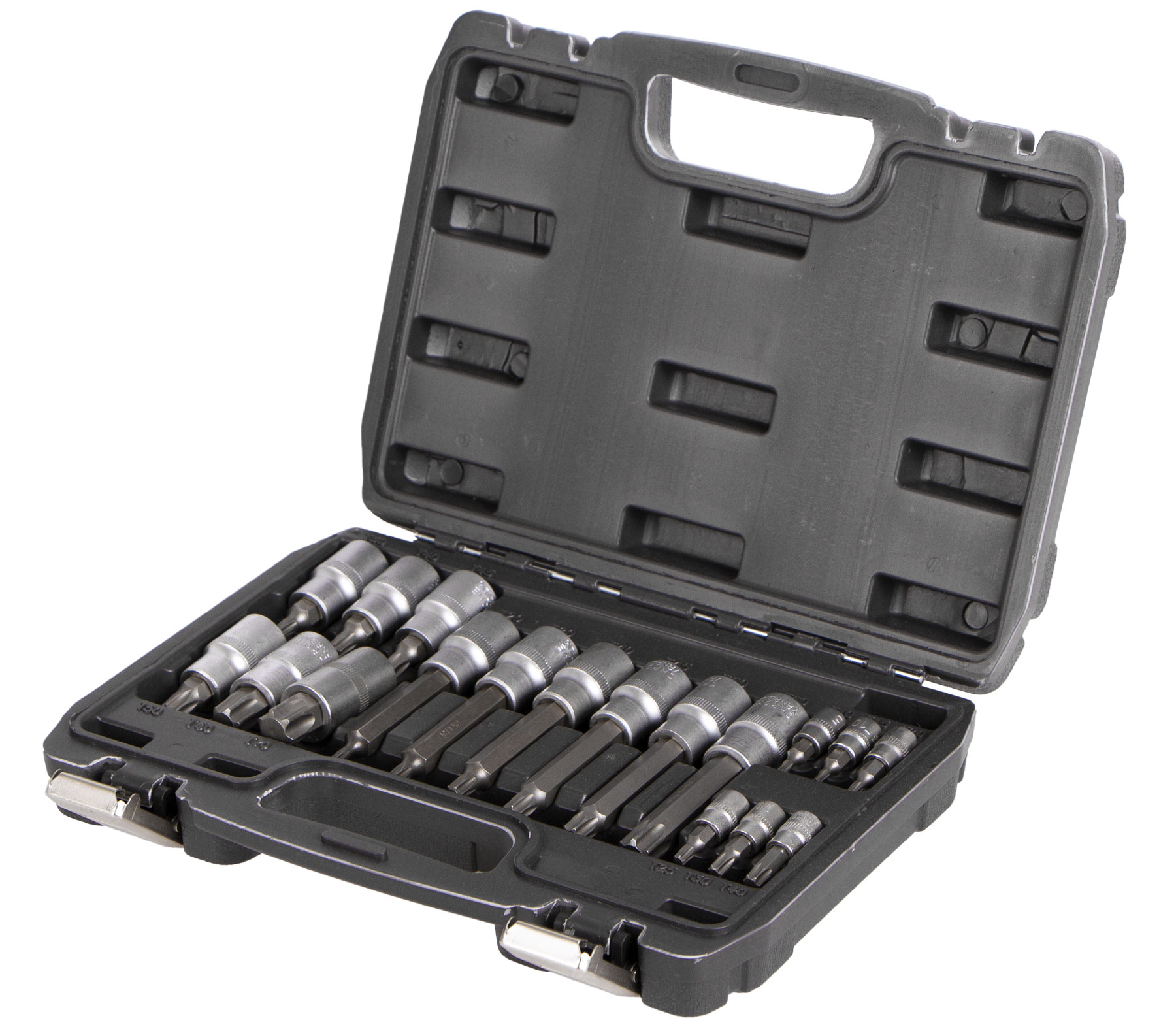 Hlavica s bitmi TORX 18 ks 1/2" a 1/4" v kovovom boxe - AH121801