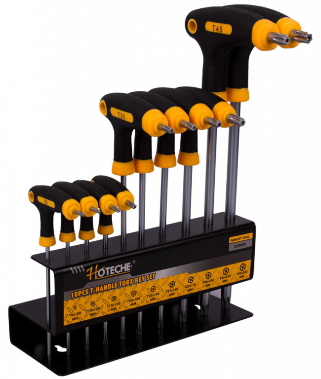 Súprava T TORX skrutkovačov s otvorom 10 ks - HT262009