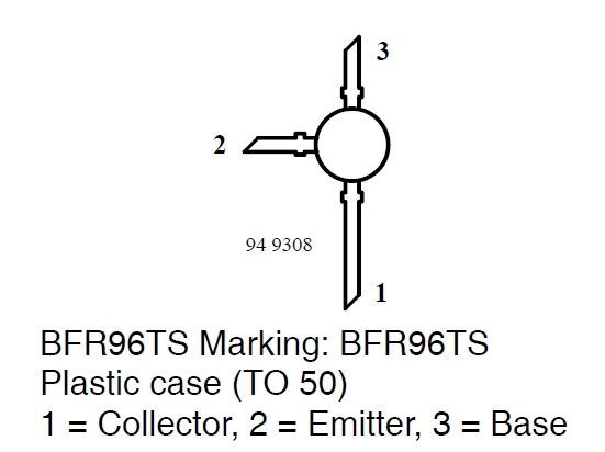 BFR96TS N VF 20V/0,075A 0,5W 5GHz TO50