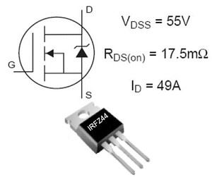 IRFZ44 FET 60V/46A 150W 28mOhm TO220 =RFP50N06