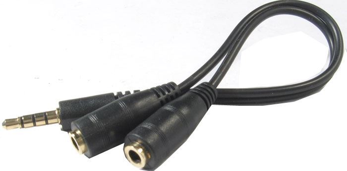 Rozbočenie JACK 3,5 4P konektor / 2x JACK 3,5 4P zdierka