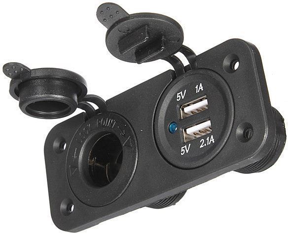 Napájacia zdierka 12V+2xUSB 5V/2,1+1A s rámčekom