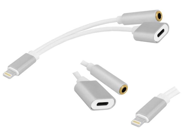 Redukcia 2v1 Lightning / 3.5 jack pre nabíjanie a počúvanie hudby