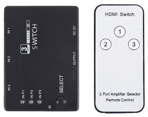 HDMI prepínač 3x HDMI s ovládačom PS3 /HDMI switch/