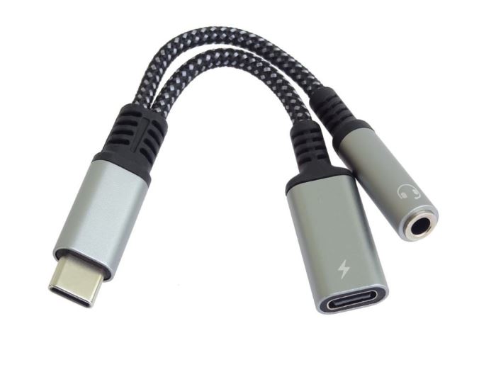 Redukcia USB-C /3,5mm jack s DAC chipom + USB-C na nabíjanie 13cm