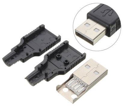 USB konektor TYP A na kábel, plastový kryt