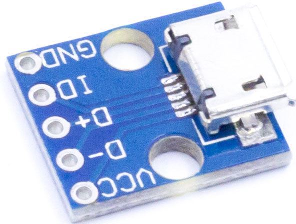 USB micro, zdierka na plošnom spoji