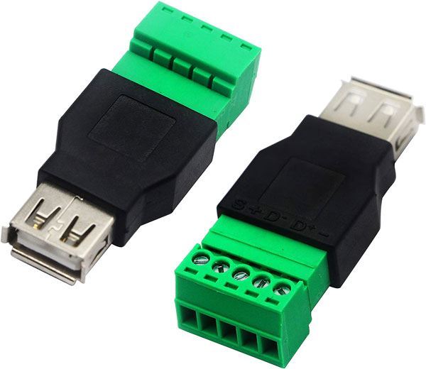 USB zdierka A so svorkovnicou
