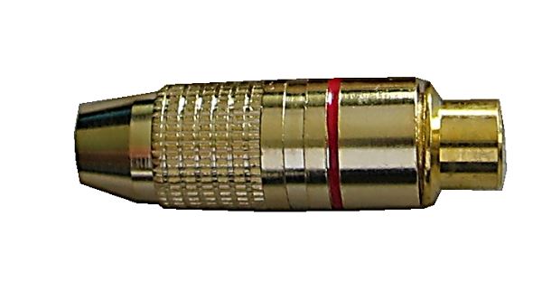 CINCH zdierka pozlátená, kábel 4-5mm, červený prúžok