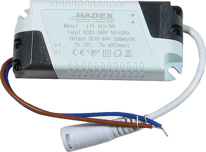 Zdroj-LED driver 15-18W, 230V/45-54V/300mA pre podhľad.svetla M119-20