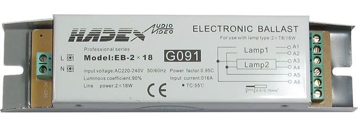 Elektronický predradník EB-2x18 pre 2 žiarivky 18W