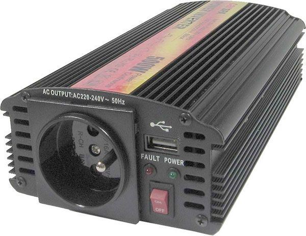 Menič napätia 12V/230V 500W, CARSPA CAR500U, modifikovaná sínusovka