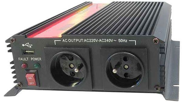 Menič napätia 12V/230V 1600W, CARSPA CAR1.6KU, modifikovaná sin.i
