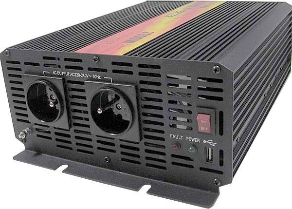 Menič napätia 12V/230V 2000W, CARSPA CAR2K, modifikovaná sínusovka