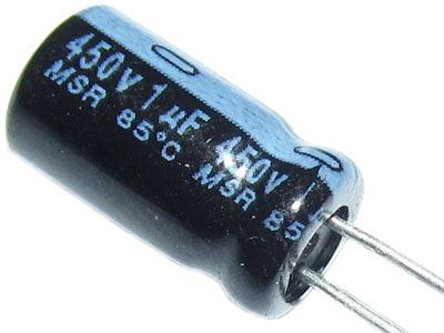 1u/450V 85°C 8x12x3, 5mm, elektrolyt.kondenzátor radiálny