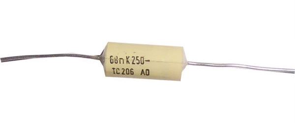 68n/250V TC206 /TC216/, zvitkový kondenzátor axiálny