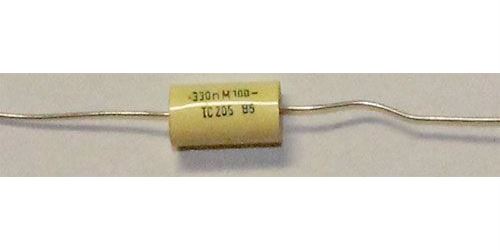 330n/100V TC205 /TC215/, zvitkový kondenzátor axiálny
