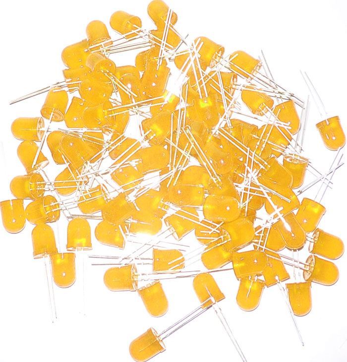LED 10mm žltá difúzna, balenie 100ks