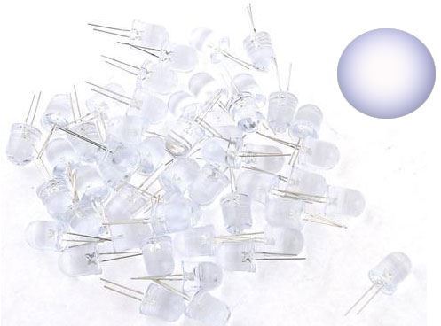 LED 10mm biela číra, balenie 100ks