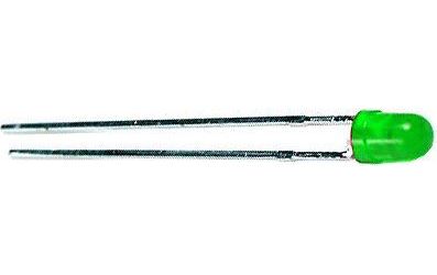 LED 3mm zelená rozptyl.50mCd/20mA 565nm 50°