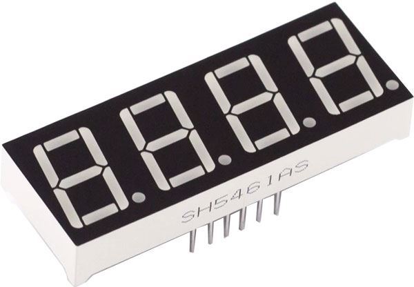 Displej LED SH5461AS 8.8.8.8. červený, spoločné katódy, (19x13mm)