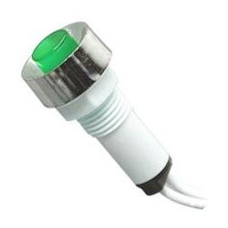 Kontrolka 230V s tleji, zelená do otvoru 10mm, vývody