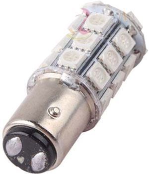 Žiarovka LED BaY15D 12V/5W, červená, brzdová/obrysová, 27xSMD5050