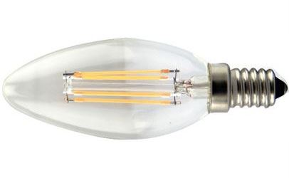 Žiarovka LED E14 sviečková, 4x Filament 230V/4W, biela