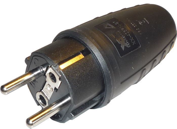 Vidlica 230V, priamy vývod, krytie IP44, 250VAC/16A