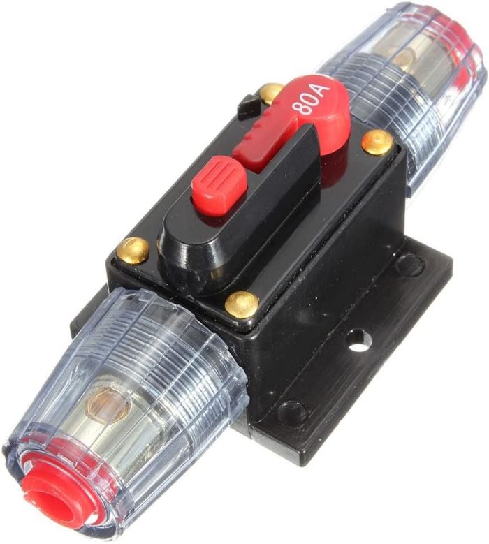 Prúdový istič DC 12-24V/80A v poistkovom puzdre