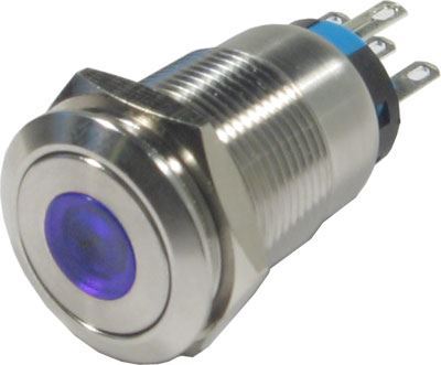 Tlačidlo OFF-(ON) LAS1-19F 250V/5A, modré presvetlenie 12V