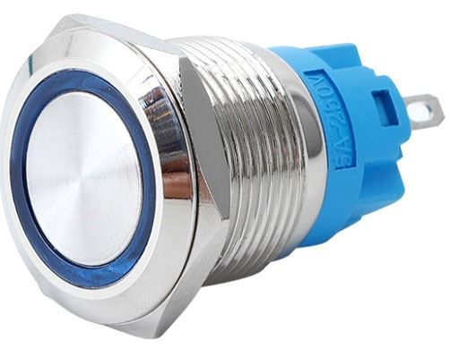 Tlačidlo OFF-(ON) 19mm 250V/3A, modré presvetlenie 12-24V