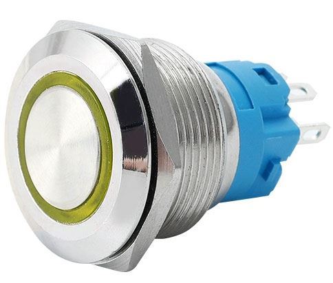 Tlačidlo OFF-(ON) 22mm 250V/5A, žlté presvetlenie 12-24V