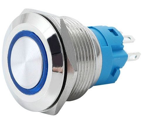 Tlačidlo OFF-(ON) 22mm 250V/5A, modré presvetlenie 12-24V