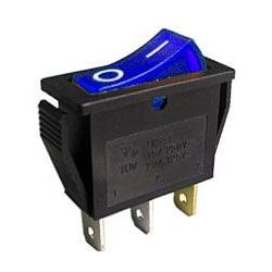Vypínač kolískový OFF-ON 1pol.250V/15A modrý, presvetlenie 230V