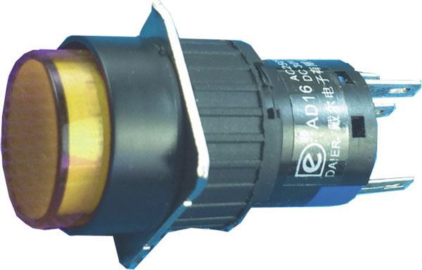 Vypínač stláčací A16-22ZY, ON-ON 2pól. 250V/3A, žltý presvetlený