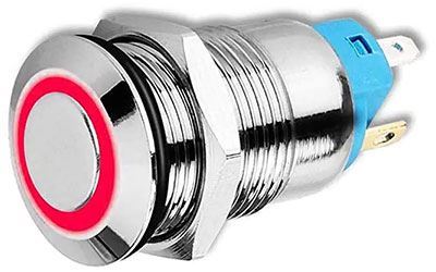 Tlačidlo OFF-(ON) 250V/2A, červené, presvetlenie 12-24V