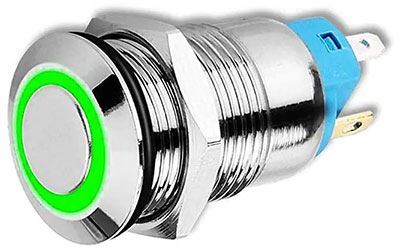 Tlačidlo OFF-(ON) 250V/2A, zelené, presvetlenie 12-24V